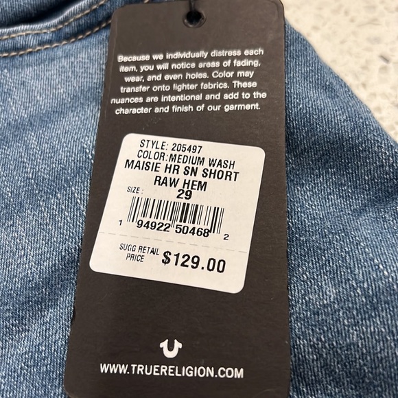 TRUE RELIGION MAISIE SHORTS NWT - Picture 9 of 11